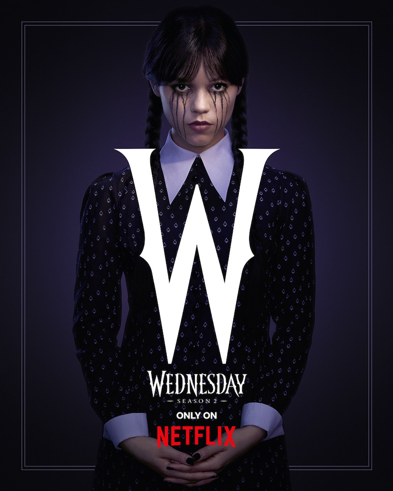 W - Wednesday, постер к 2 сезону сериала Уэнсдей, песни из саундтрека