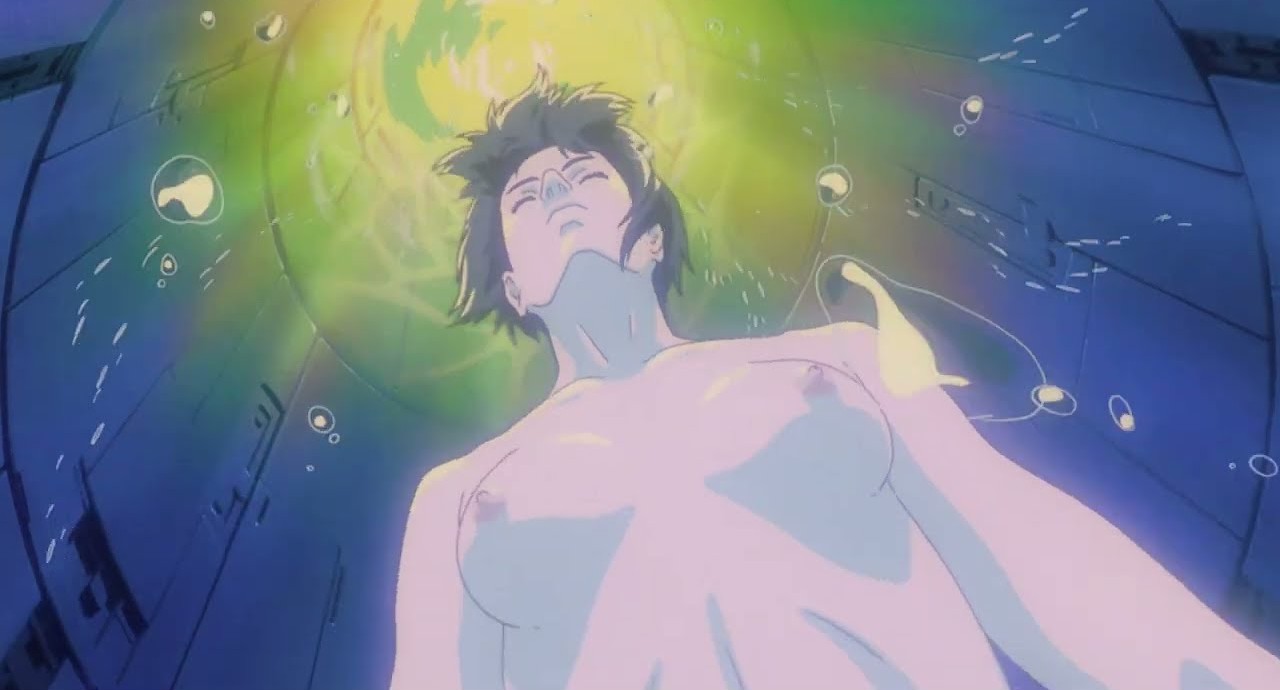 Ghost In The Shell, создание киборга, кадр из аниме Призрак в доспехах 
